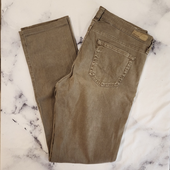 AG 31R x30 The Edie Mid-Rise Skinny Straight Ankle Jeans Pants Pale Olive Green - Picture 2 of 14